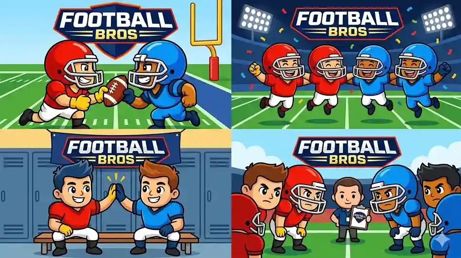 Football Bros gameplay — two players competing on a football pitch